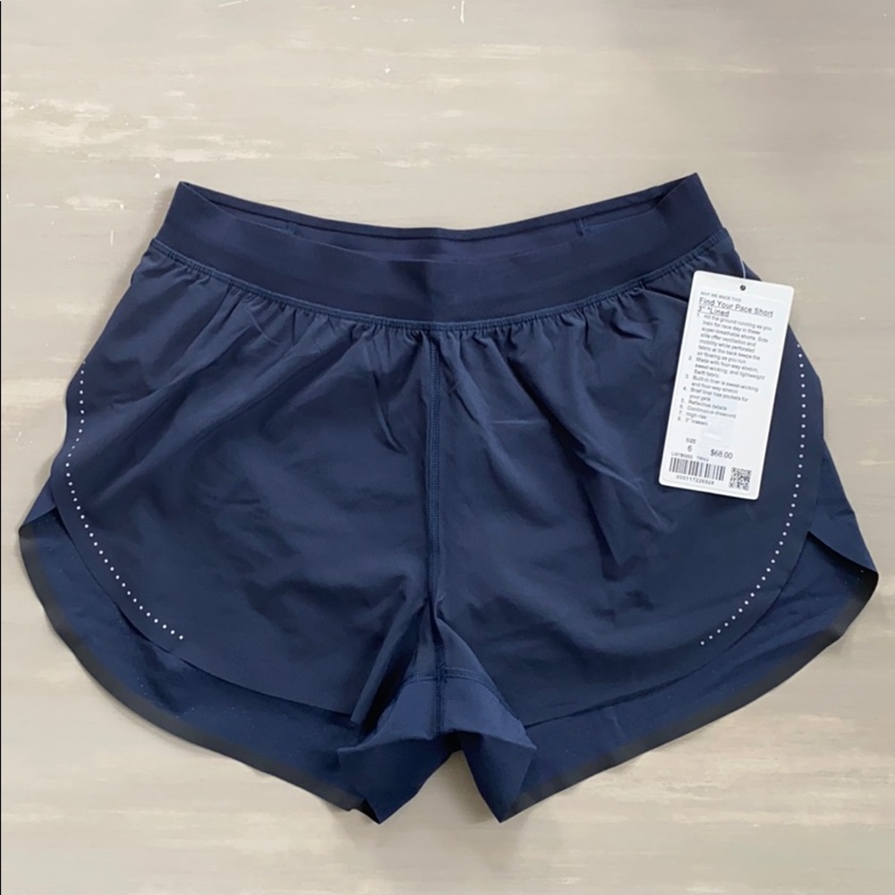NWT Lululemon Find Your Pace Short 3” Navy 6